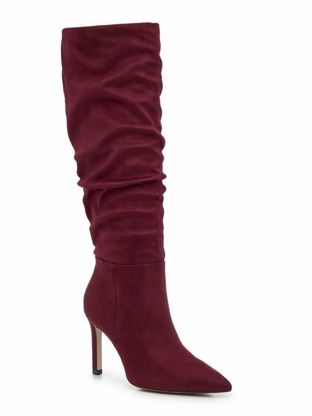 Jessica Simpson Burgundy Knee-High Pointed-Toe Stiletto Boots